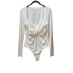 Lovers + Friends Mikkka Cream Draped Bodysuit Size Medium